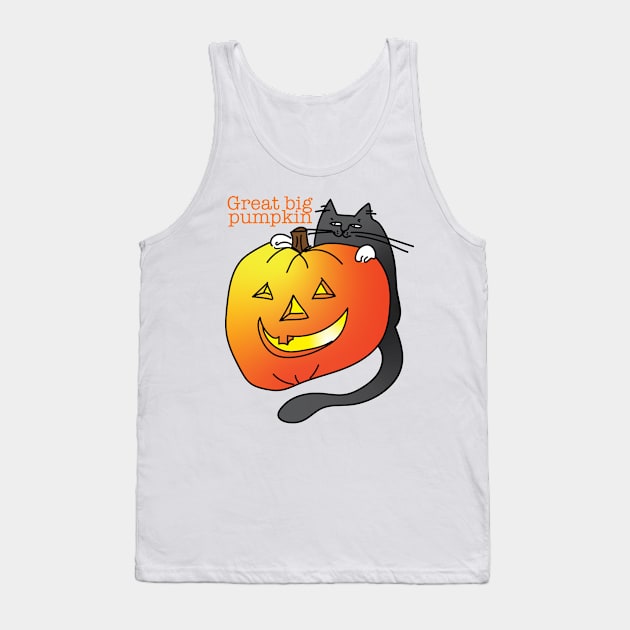 Halloween Pumpkin with Black Cat Tank Top by HelenDBVickers